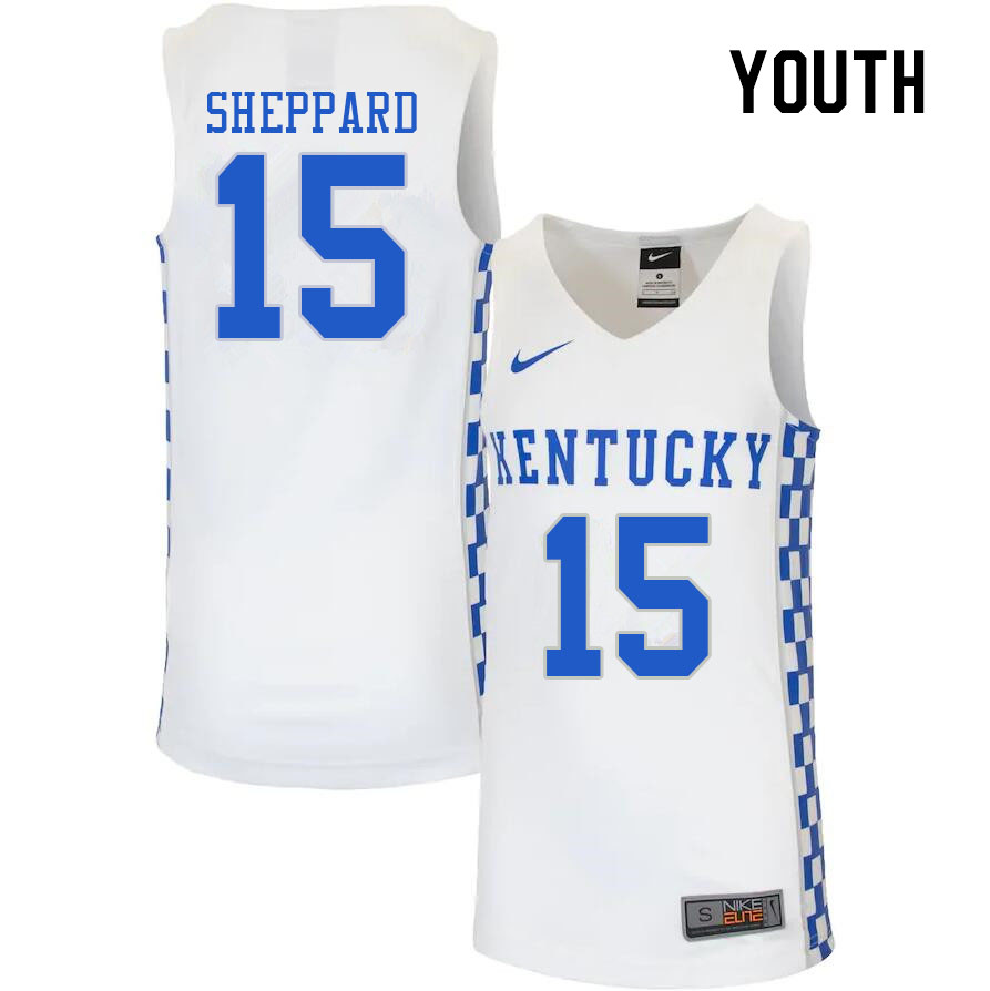 Youth #15 Reed Sheppard Kentucky Wildcats College Basketball Jerseys Stitched Sale-White
